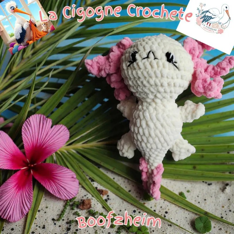 Axolotl au crochet fait main peluche artisanale modele 2