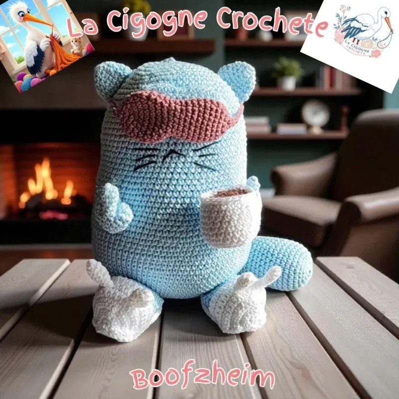 Chat endormi au crochet fait main