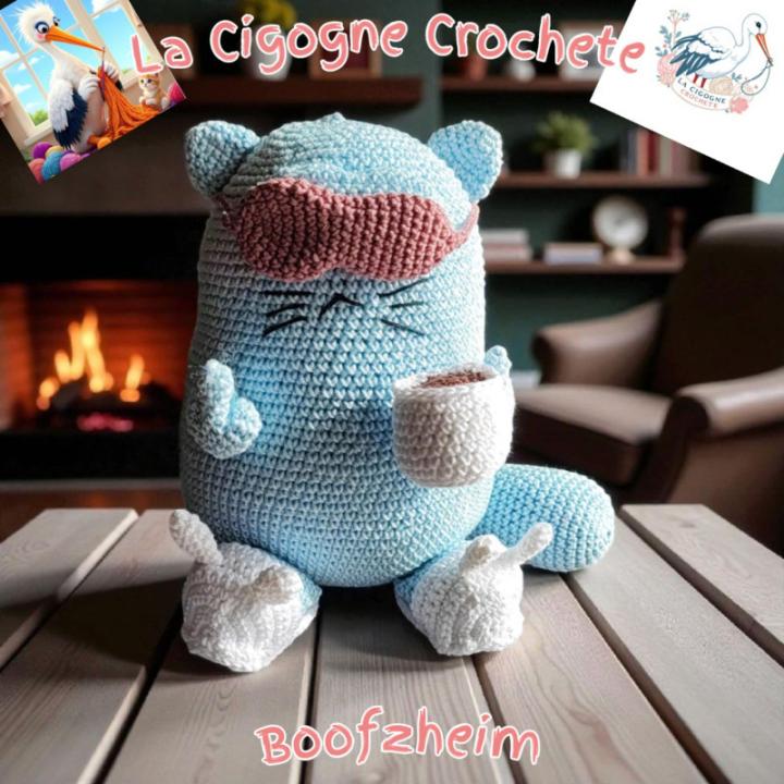 Chat endormi au crochet fait main
