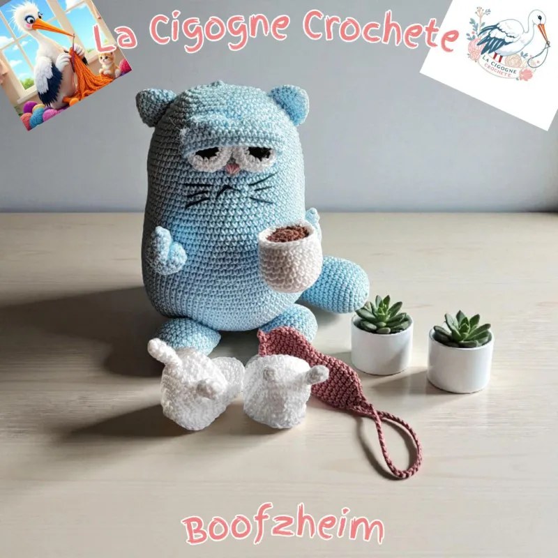 Chat endormi au crochet fait main
