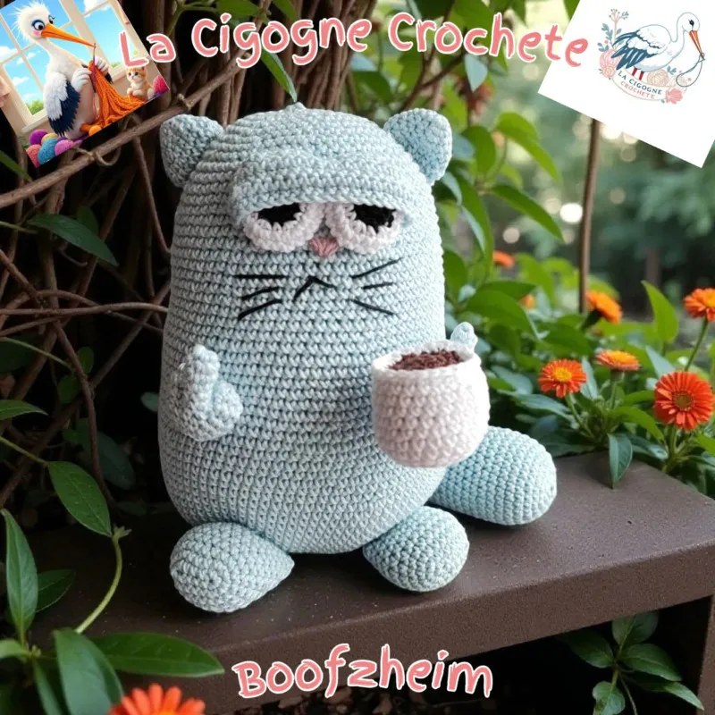 Chat endormi au crochet fait main