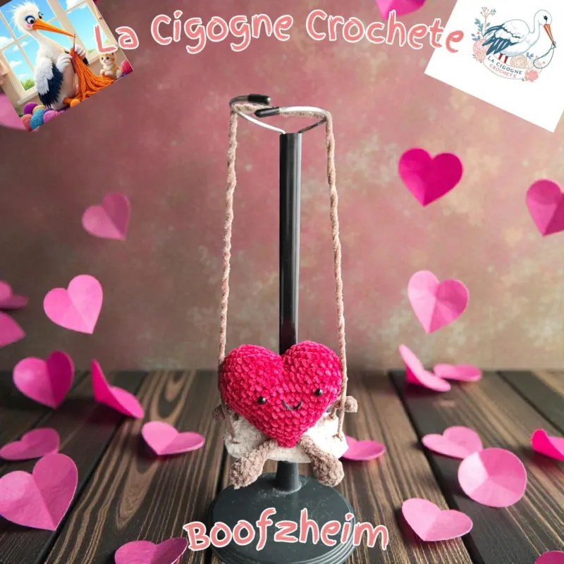 Cœur sur balancoire crochet fait main