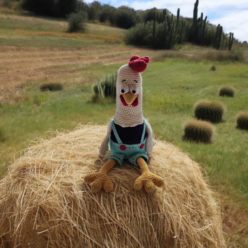 Coq crochet fait main peluche artisanale