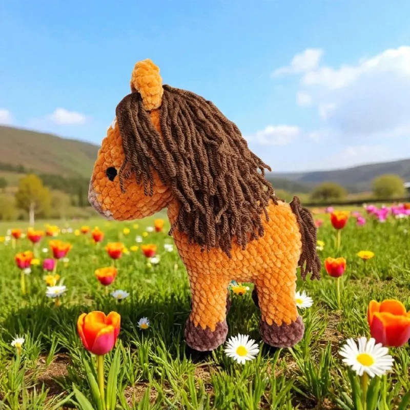 Cheval crochet fait main peluche artisanale