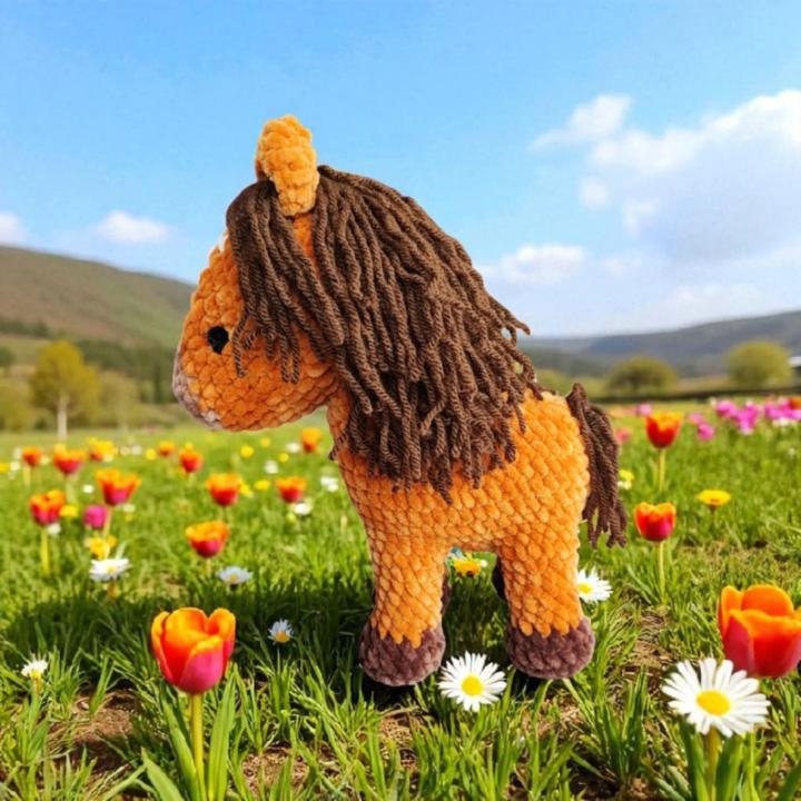 Cheval crochet fait main peluche artisanale