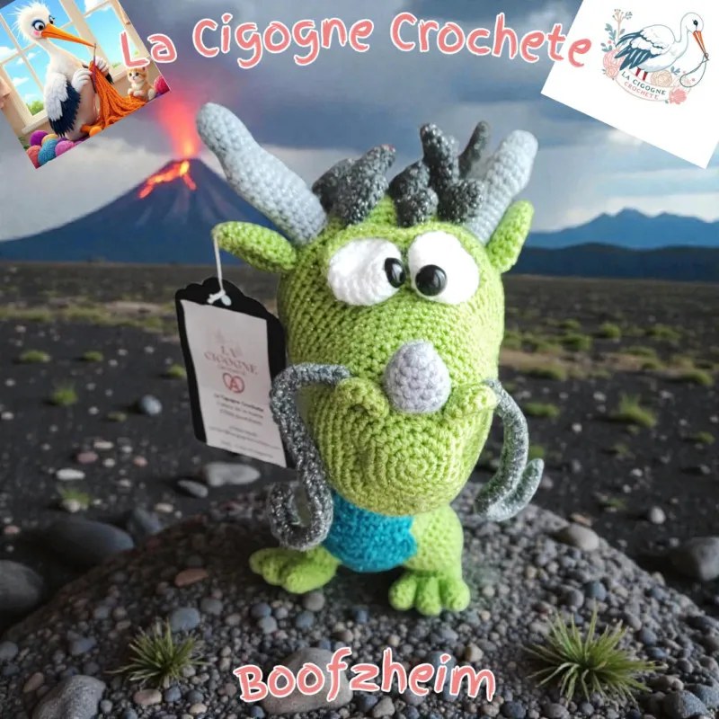 Dragon crochet fait main grande peluche artisanale