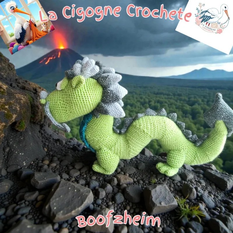 Dragon crochet fait main grande peluche artisanale