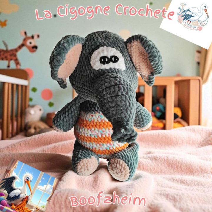 Grande peluche éléphant crochet décoration