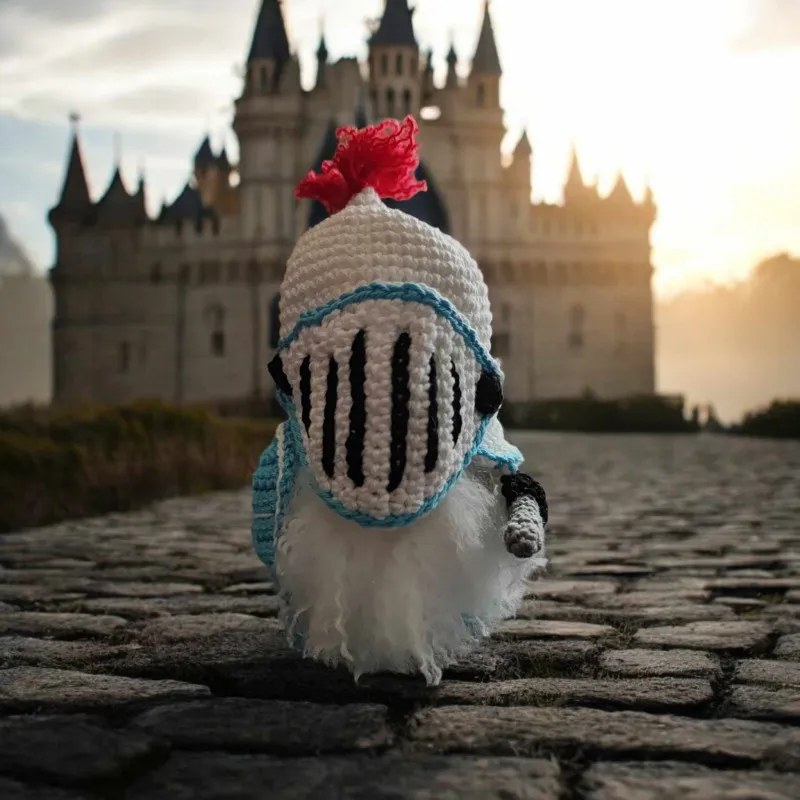 Gnome chevalier crochet fait main