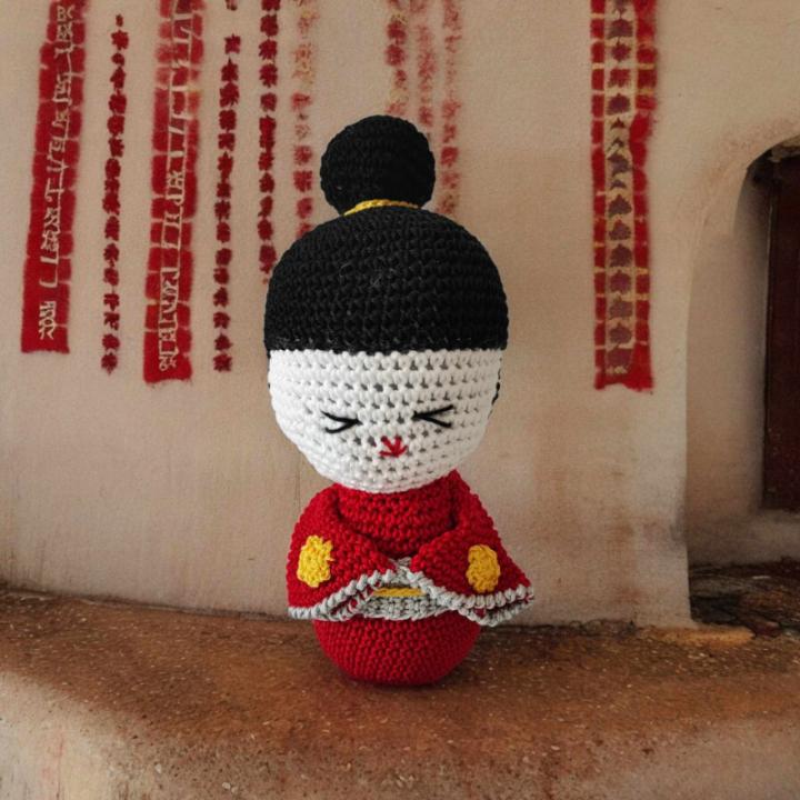Kokeshi crochet fait main figurine japonaise artisanale
