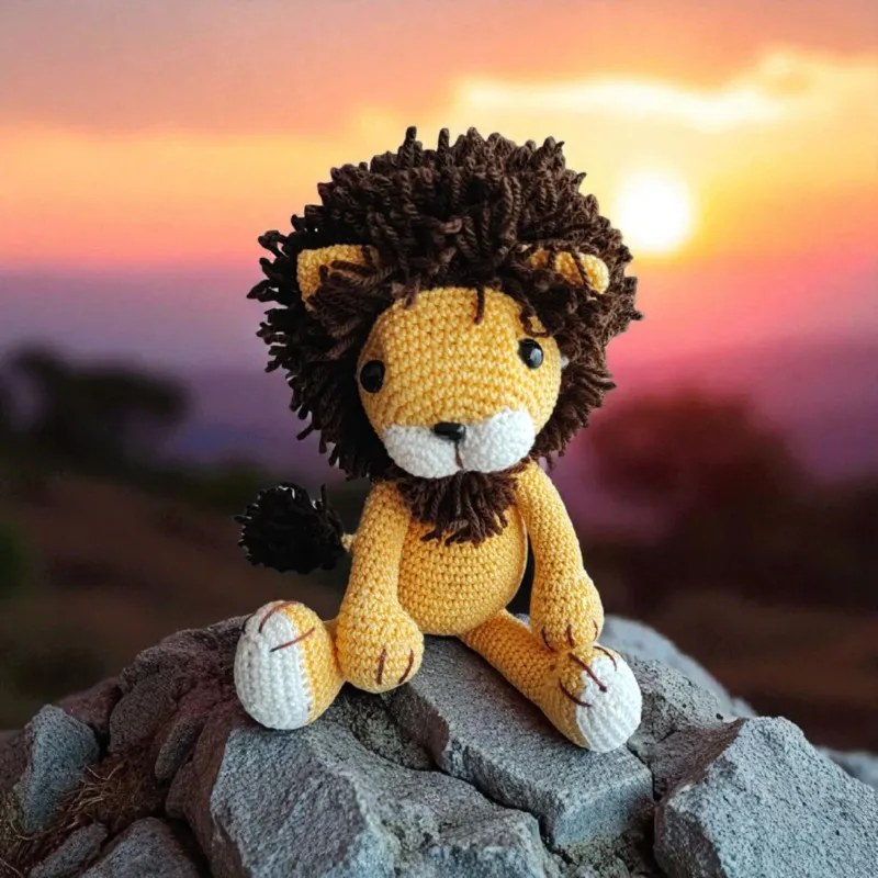 Lion crochet fait main peluche artisanale