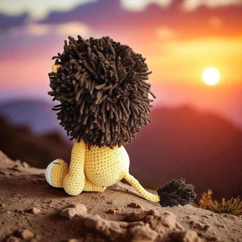 Lion crochet fait main peluche artisanale