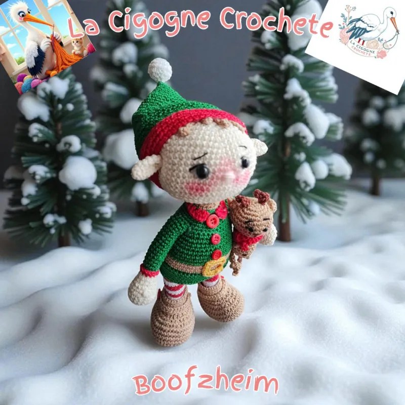 Lutin de Noël crochet fait main figurine artisanale