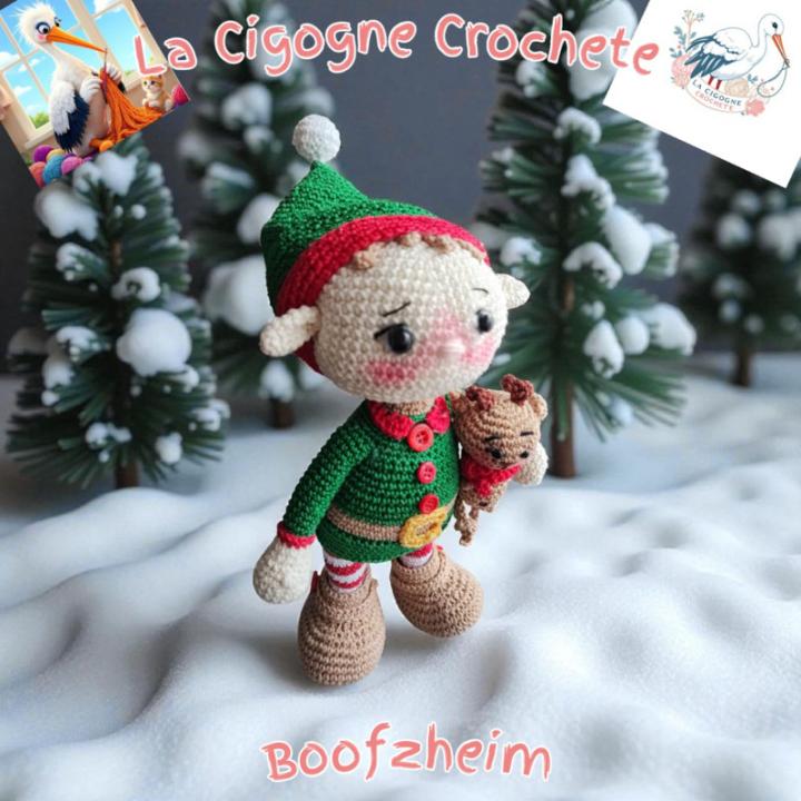 Lutin de Noël crochet fait main figurine artisanale