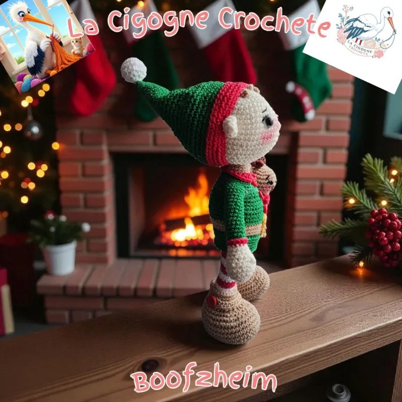 Lutin de Noël crochet fait main figurine artisanale