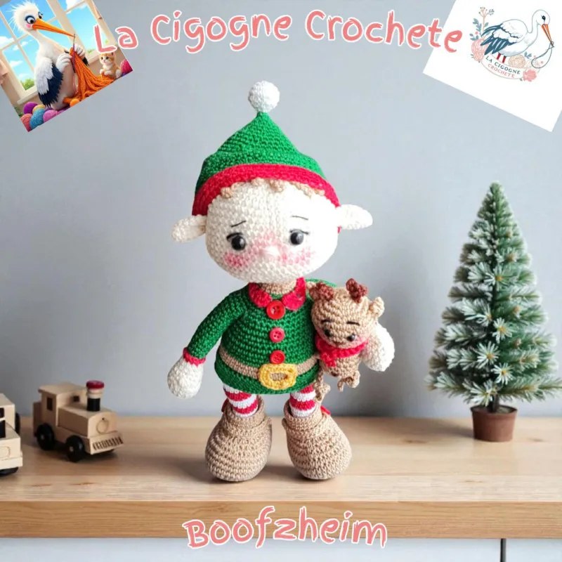 Lutin de Noël crochet fait main figurine artisanale