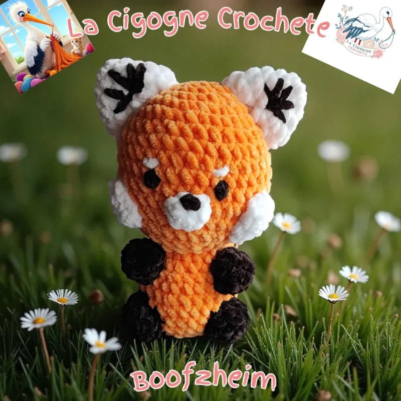 Panda roux crochet fait main peluche artisanale