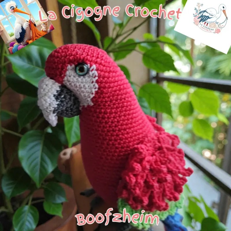 Perroquet crochet fait main peluche artisanale