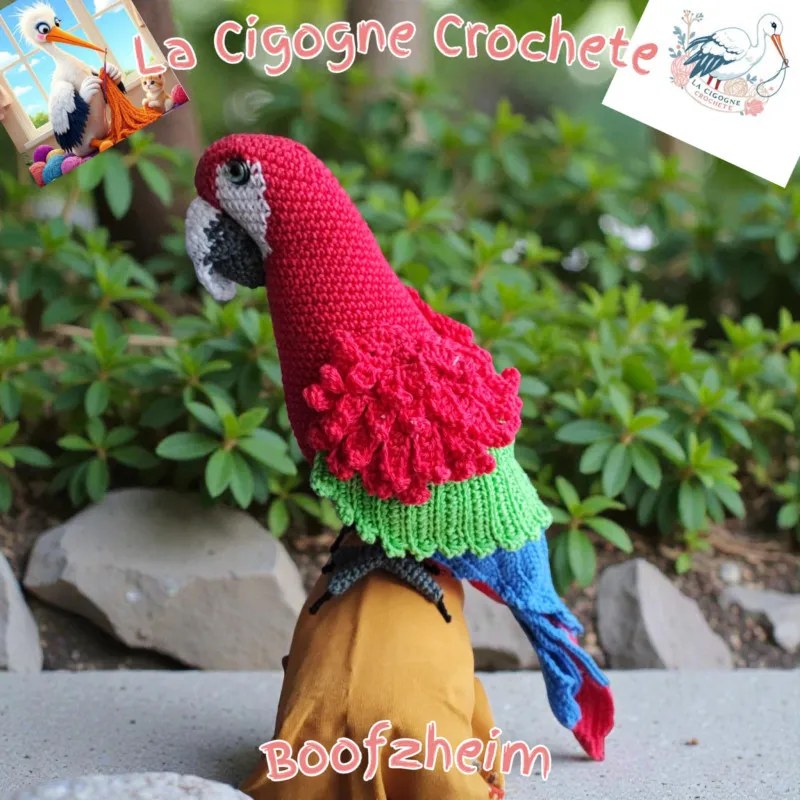 Perroquet crochet fait main peluche artisanale