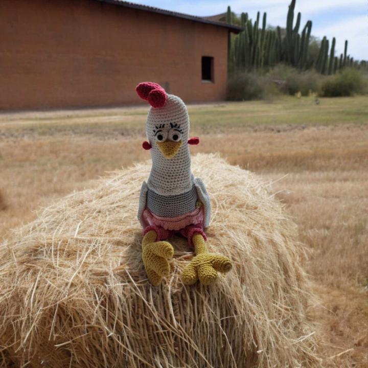 Poule crochet fait main peluche artisanale