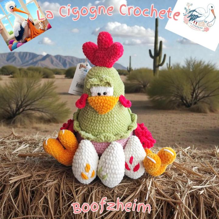 Poule XL crochet fait main avec œufs