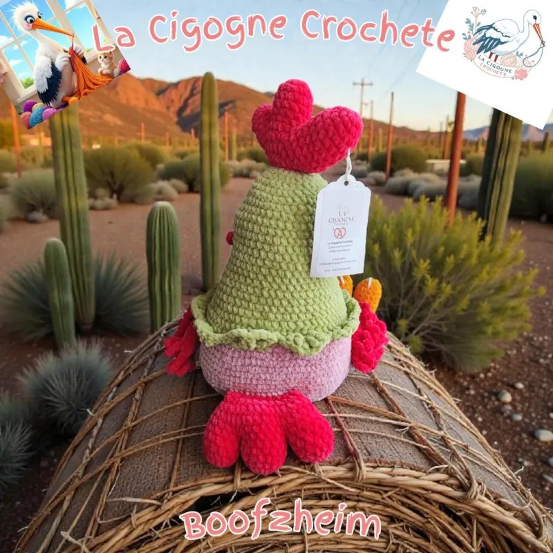 Poule XL crochet fait main avec œufs