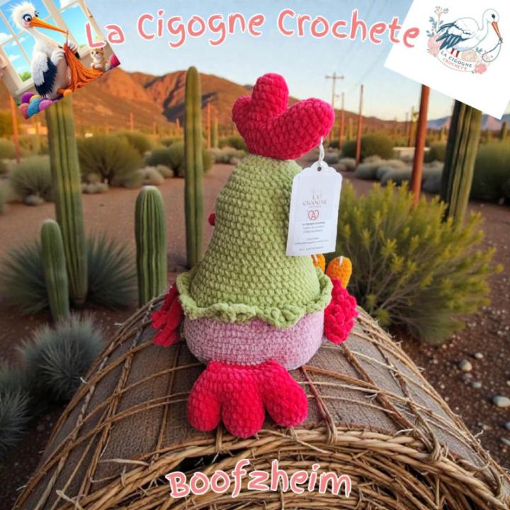 Poule XL crochet fait main avec œufs