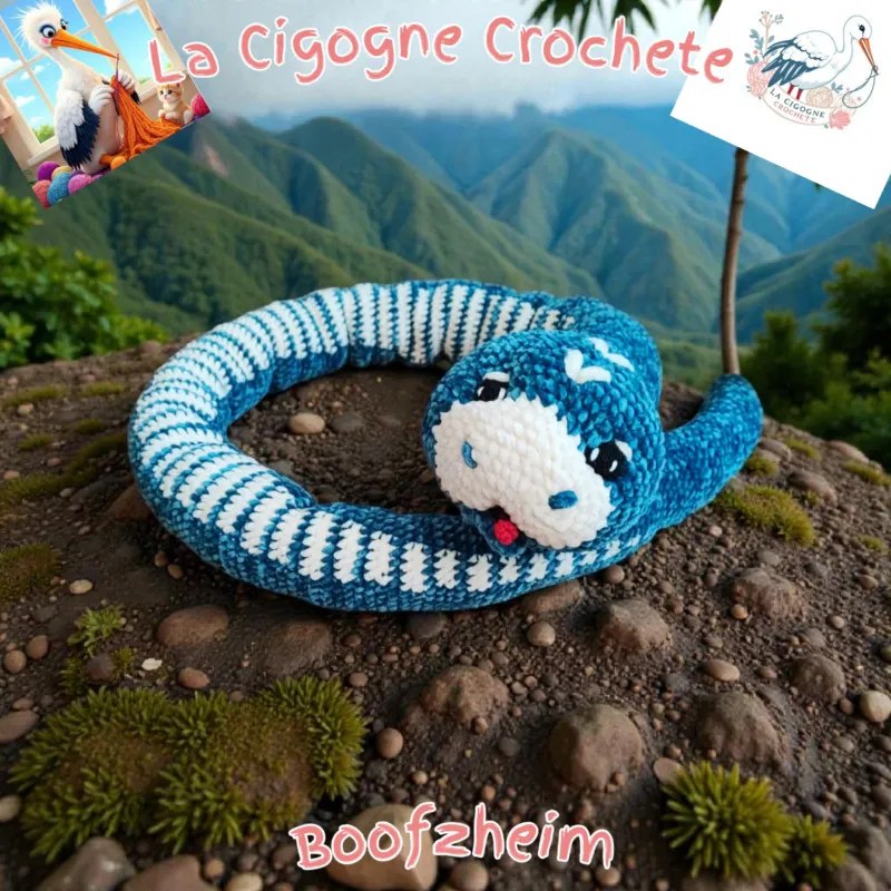 Serpent XL crochet fait main peluche artisanale