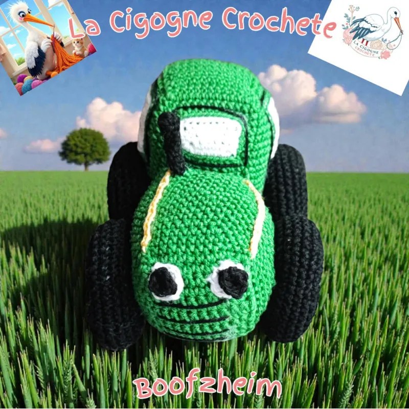Tracteur crochet fait main décoration ferme