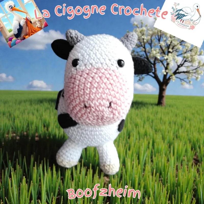 Vache crochet fait main peluche artisanale
