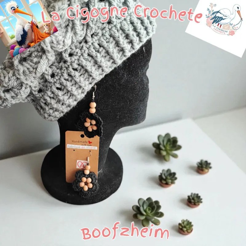 Boucle d’oreille crochet fait main modèle 15
