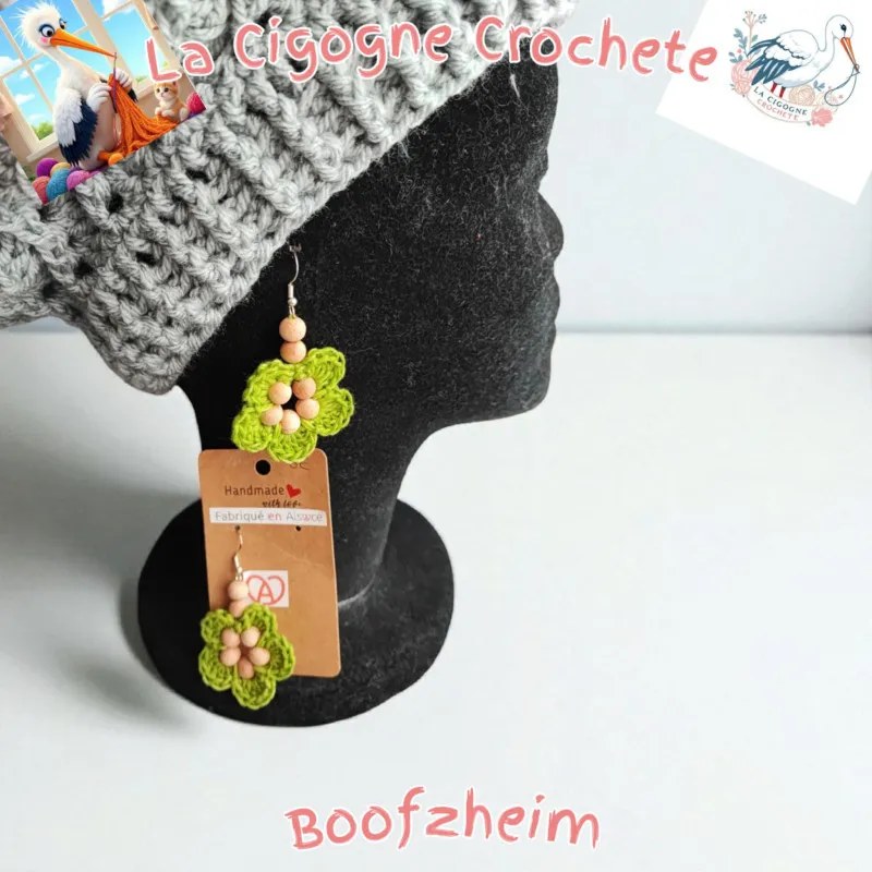 Boucle d’oreille crochet fait main modèle 17
