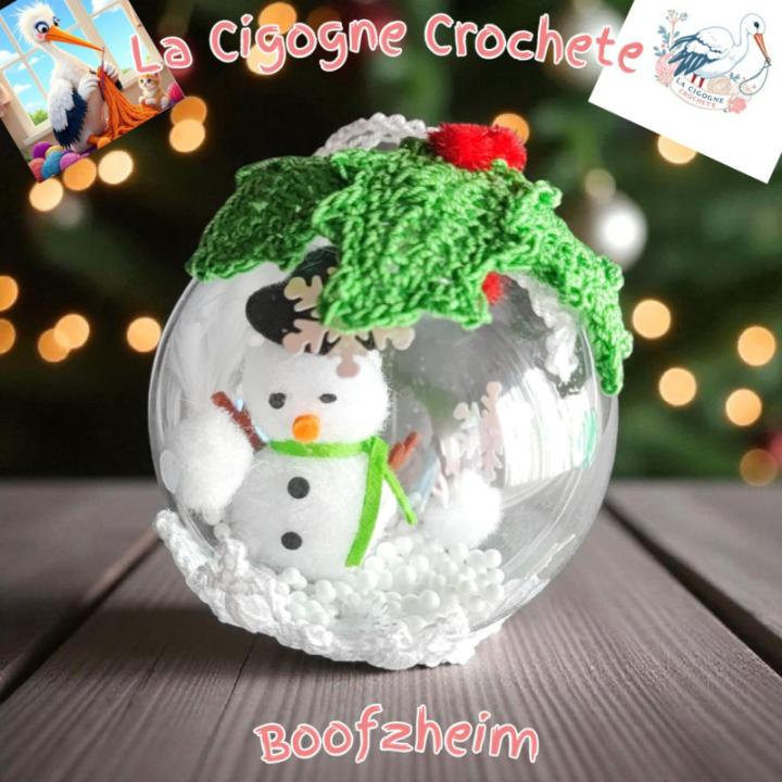 Boule de Noel bonhomme de neige crochet fait main