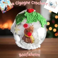 Boule de Noel Cerf au Crochet | Decoration Nature Artisanale Fait Main | La Cigogne Crochete