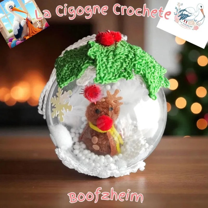 Boule de Noel cerf crochet fait main