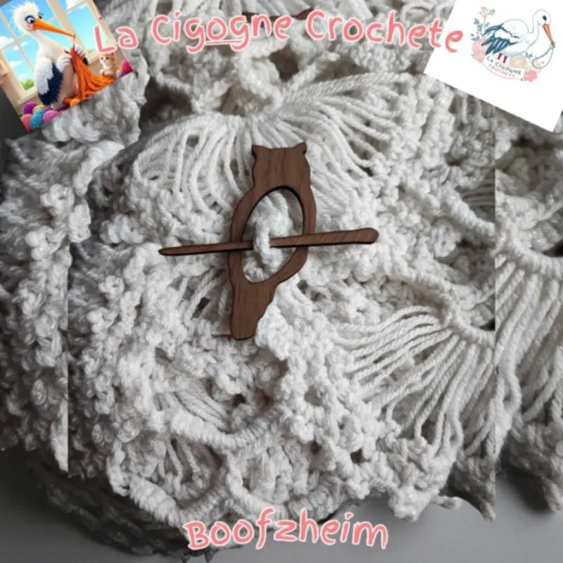 Broche chouette pour chale en bois