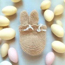 Pochon Lapin au Crochet Modele 2 | Accessoire Paques Decoratif Fait Main | La Cigogne Crochete