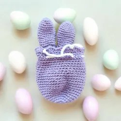Pochon Lapin au Crochet Modele 3 | Accessoire Paques Festif Fait Main | La Cigogne Crochete