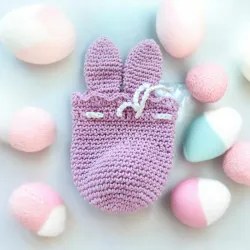 Pochon Lapin au Crochet Modele 6 | Accessoire Paques Naturel Fait Main | La Cigogne Crochete
