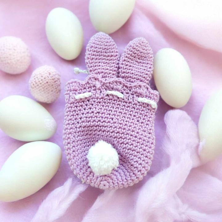 Pochon lapin modèle 6 crochet fait main
