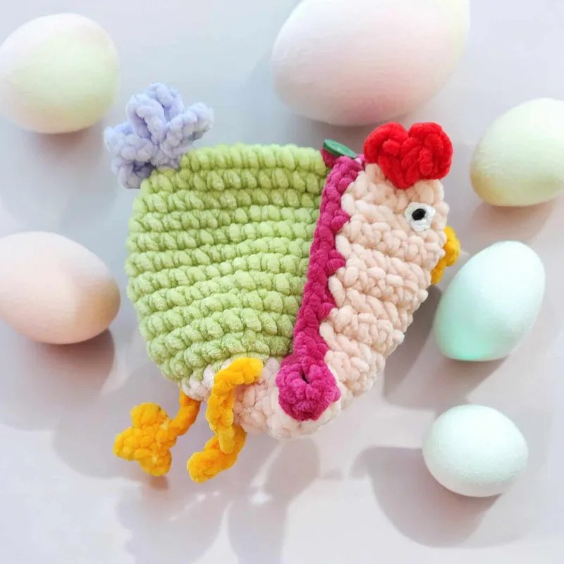 Pochon poule modèle 4 crochet fait main