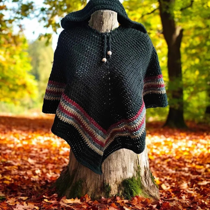 Poncho crochet fait main modèle 4