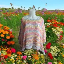 Poncho Ete au Crochet Modele 1 | Vetement Leger Artisanal Fait Main | La Cigogne Crochete