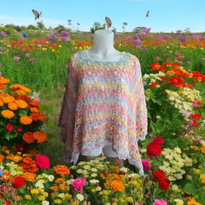 Poncho été crochet fait main modèle 1