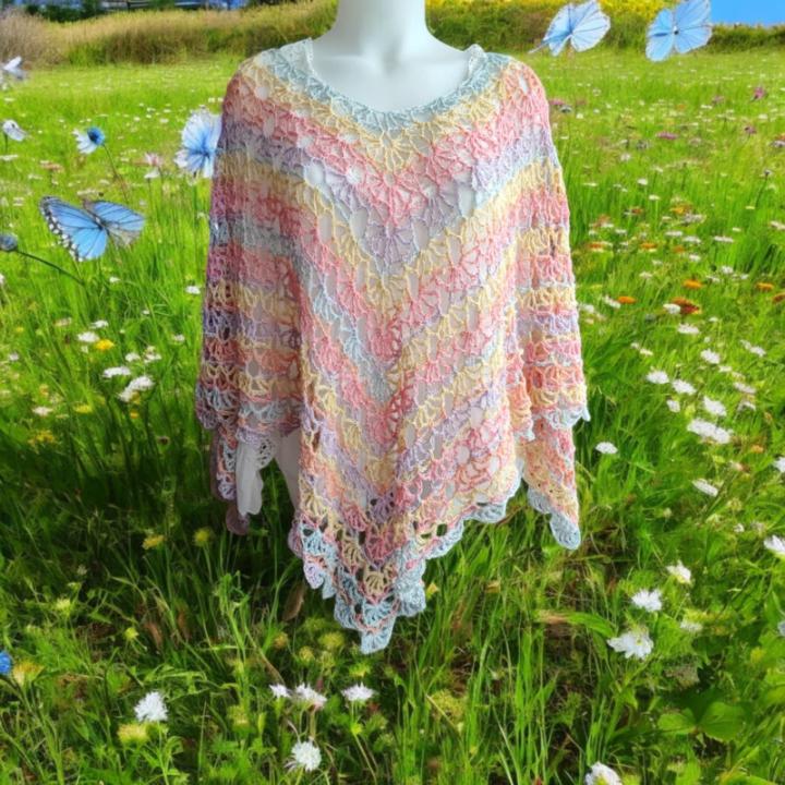 Poncho été crochet fait main modèle 1