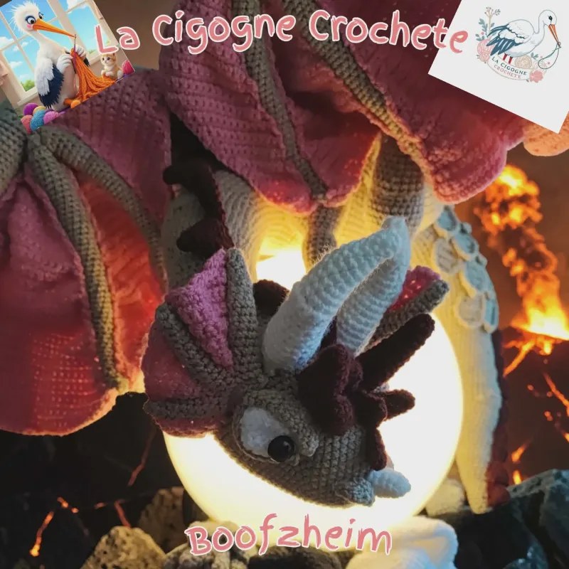 Dragon lampe crochet fait main décoration lumineuse