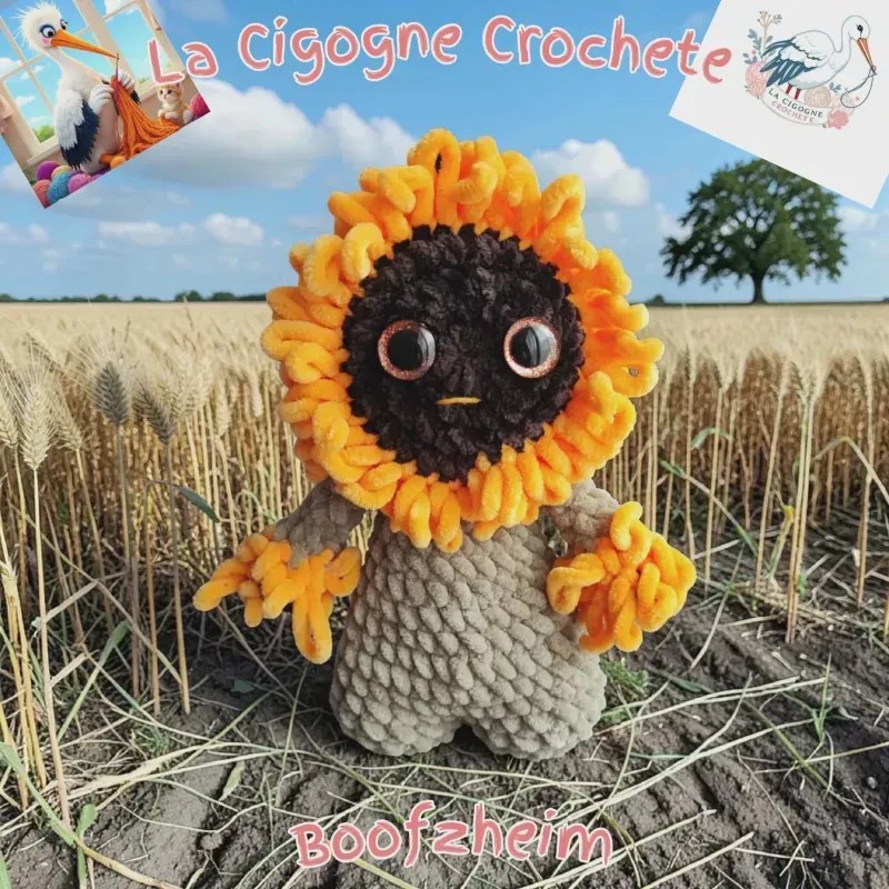 Fleur lestée au crochet fait main modèle 2 en laine chenille OEKO-TEX – décoration florale artisanale La Cigogne Crochete