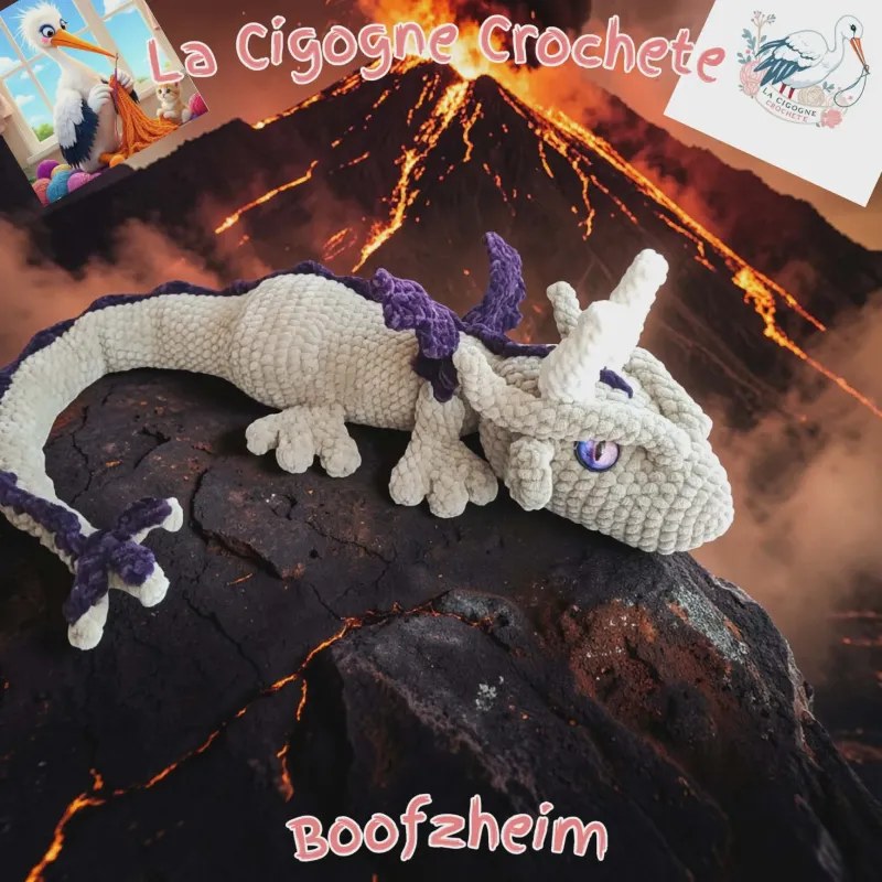 dragon allonge crochet figurine artisanale fait main modele 1