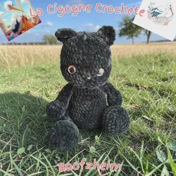 Chat au Crochet Modele 1 | Figurine Animale en Laine Chenille Fait Main | La Cigogne Crochete