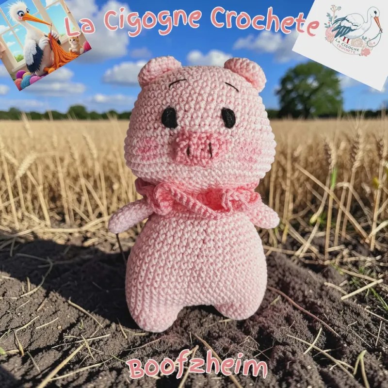 Cochon crochet fait main peluche artisanale